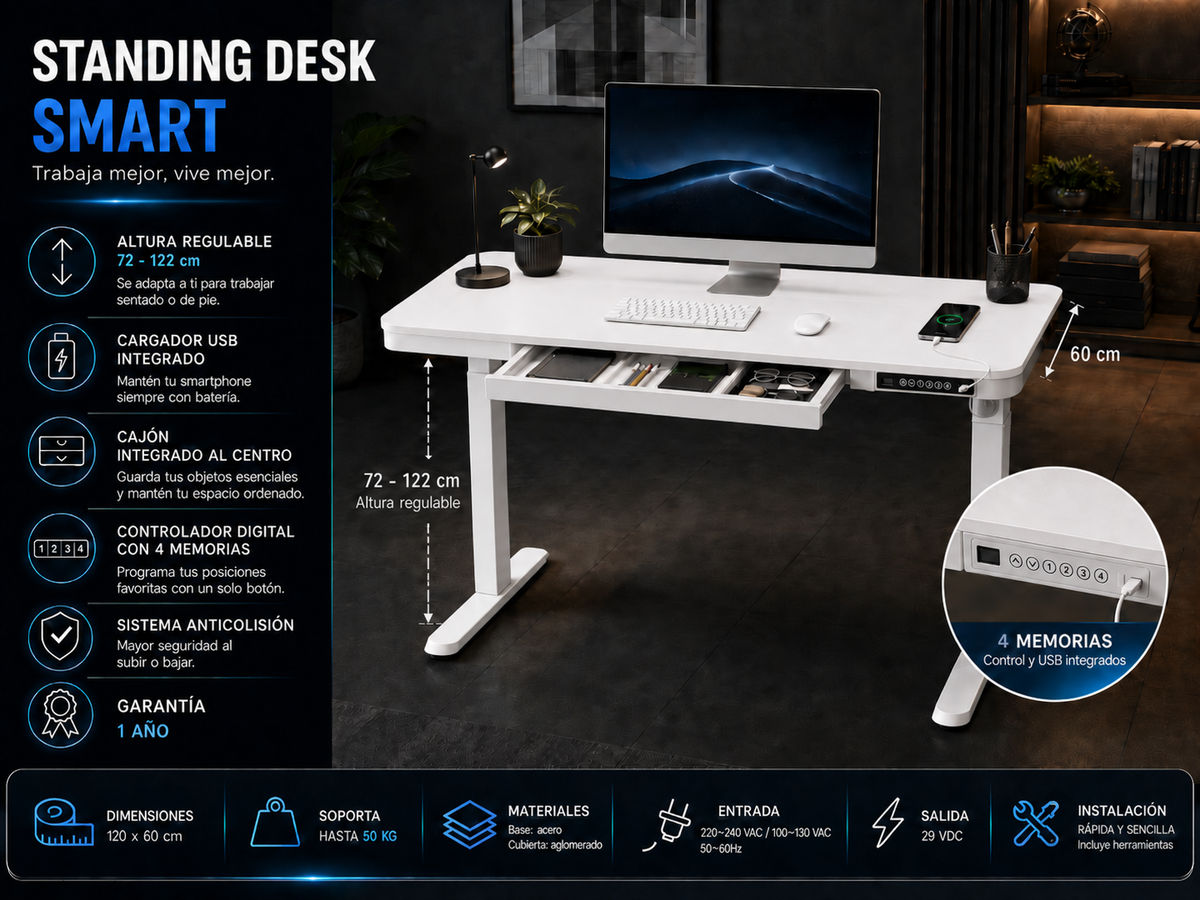Standing Desk Smart 120 x 60 cm