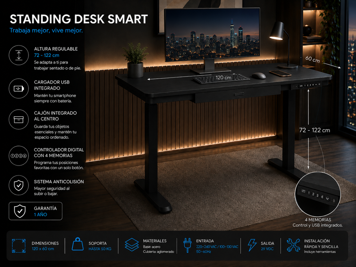 Standing Desk Smart 120 x 60 cm