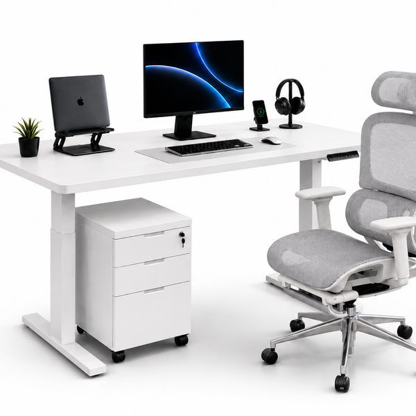 Pack Setup Pro: Standing Desk + Silla Ergonómica + Cajonera