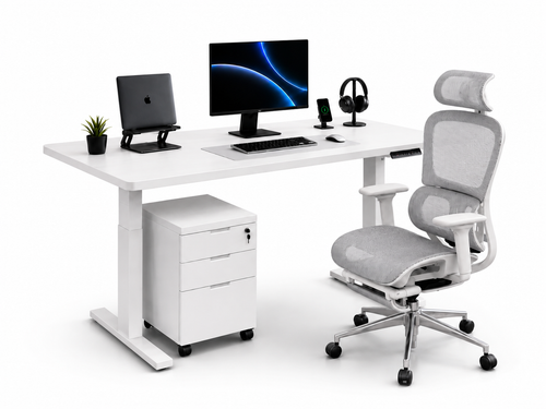 Pack Setup Pro: Standing Desk + Silla Ergonómica + Cajonera