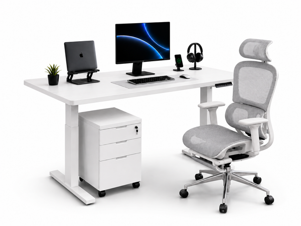 Pack Setup Pro: Standing Desk + Silla Ergonómica + Cajonera