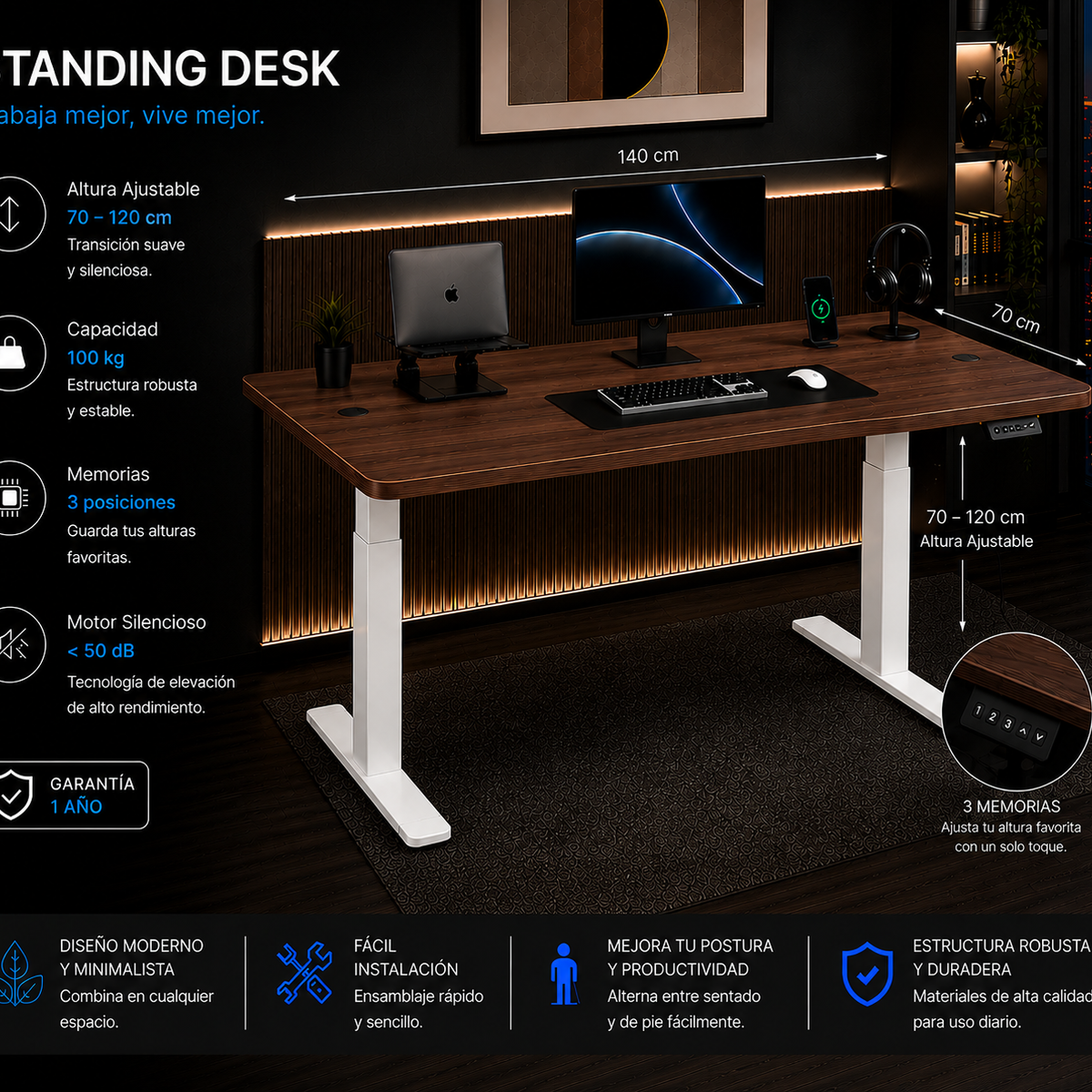 Standing Desk 1.40 x 70 cm