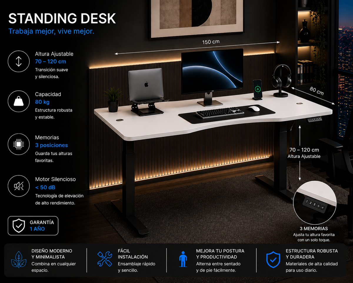 Standing Curved Desk 1.50 x 80 cm