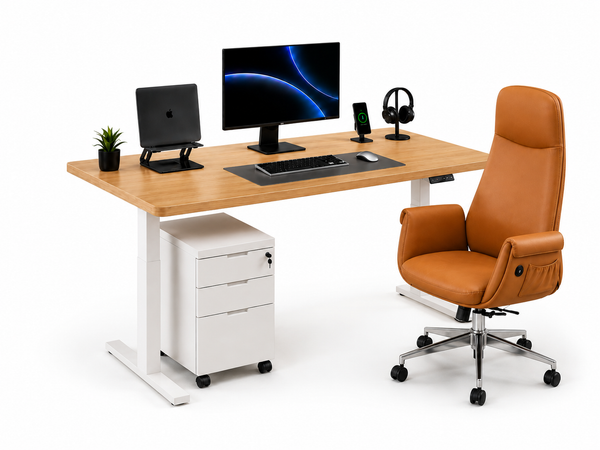 Pack Setup Pro: Standing Desk + Silla Ergonómica + Cajonera