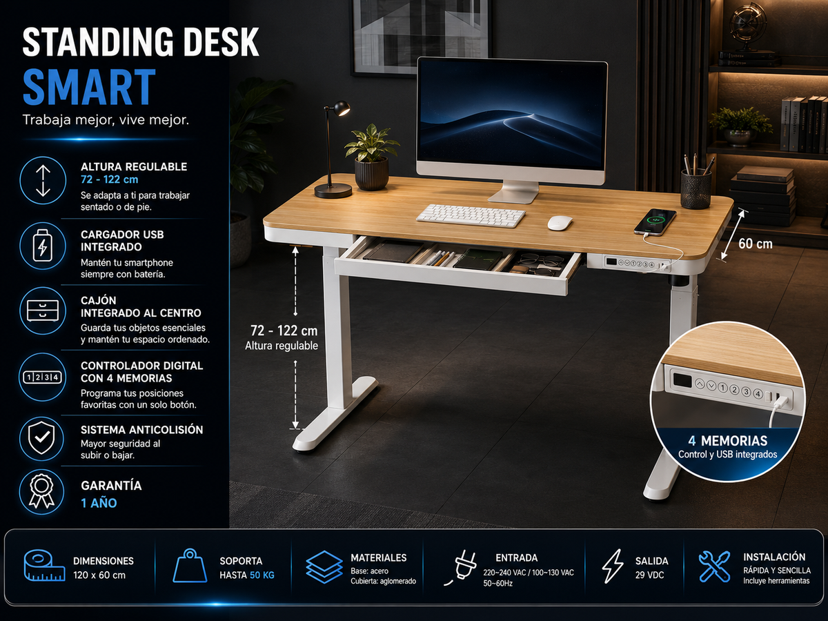 Standing Desk Smart 120 x 60 cm