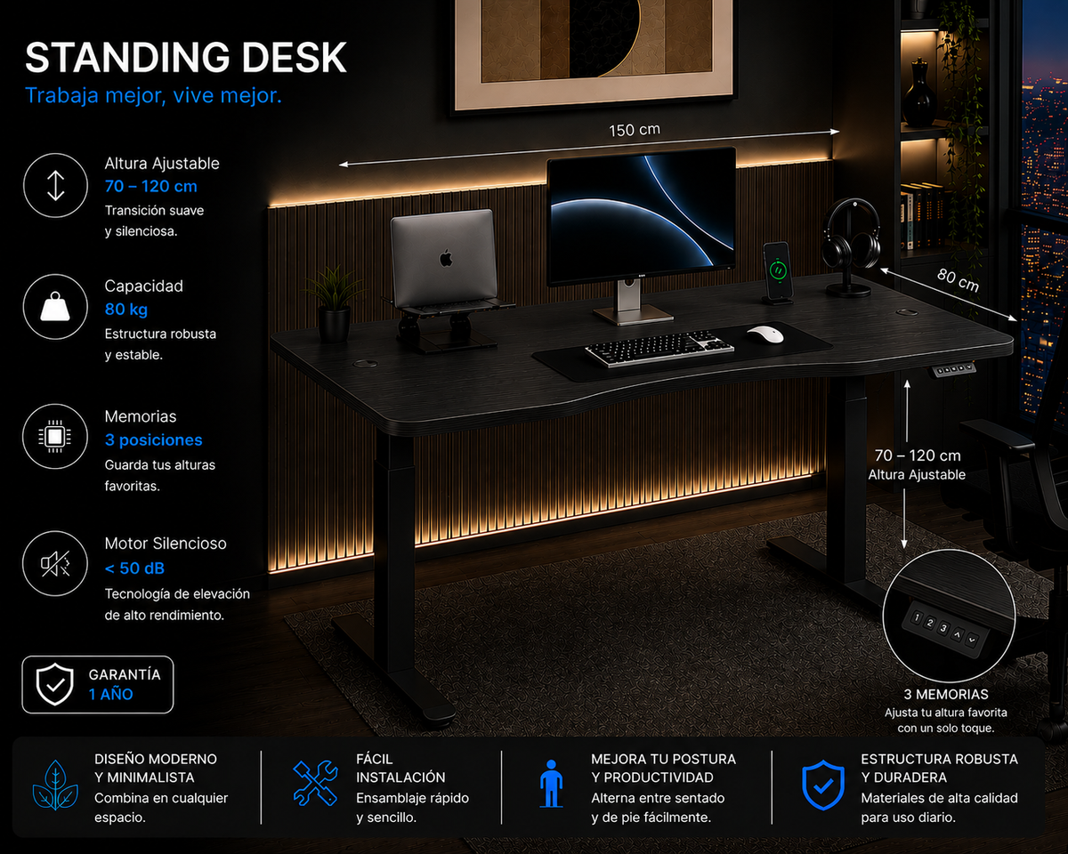 Standing Curved Desk 1.50 x 80 cm