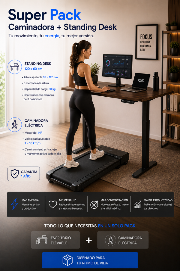 Super Pack: Standing Desk Lite + Caminadora Multifuncional