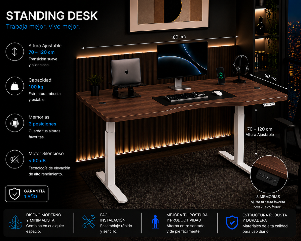 Standing Curved Desk 1.80 x 80 cm