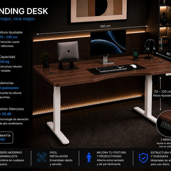 Standing Curved Desk 1.80 x 80 cm