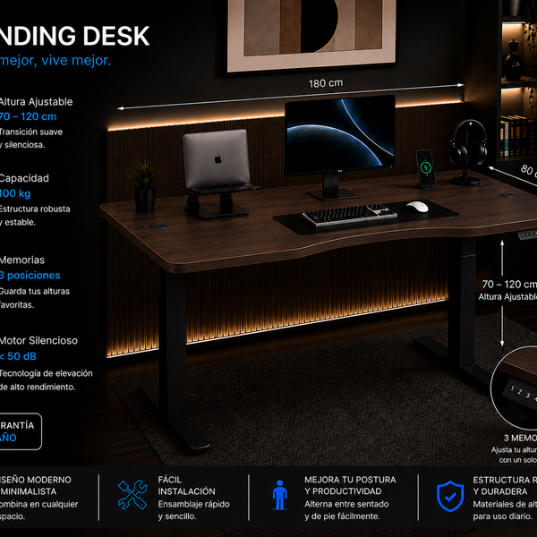 Standing Curved Desk 1.80 x 80 cm