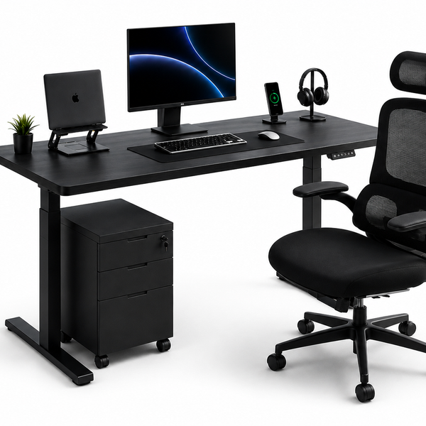 Pack Setup Pro: Standing Desk + Silla Ergonómica + Cajonera