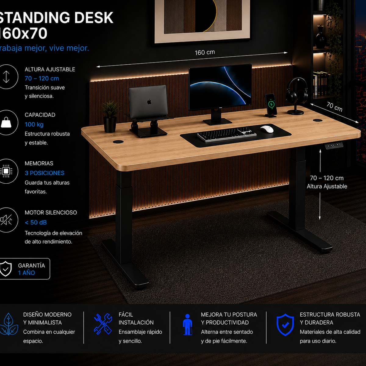 Standing Desk 1.60 x 70 cm