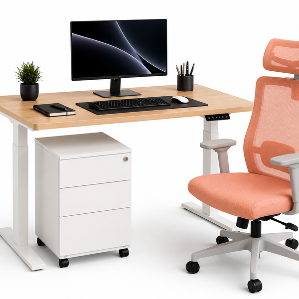 Pack Setup Pro: Standing Desk + Silla Ergonómica + Cajonera