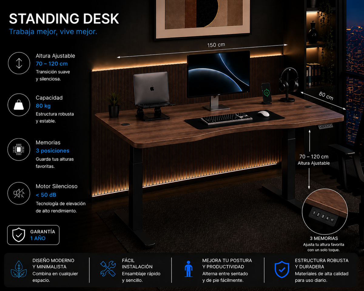 Standing Curved Desk 1.50 x 80 cm