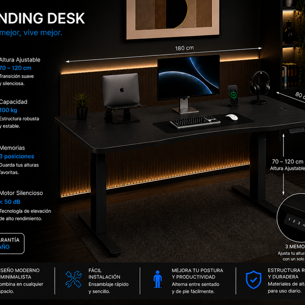 Standing Curved Desk 1.80 x 80 cm