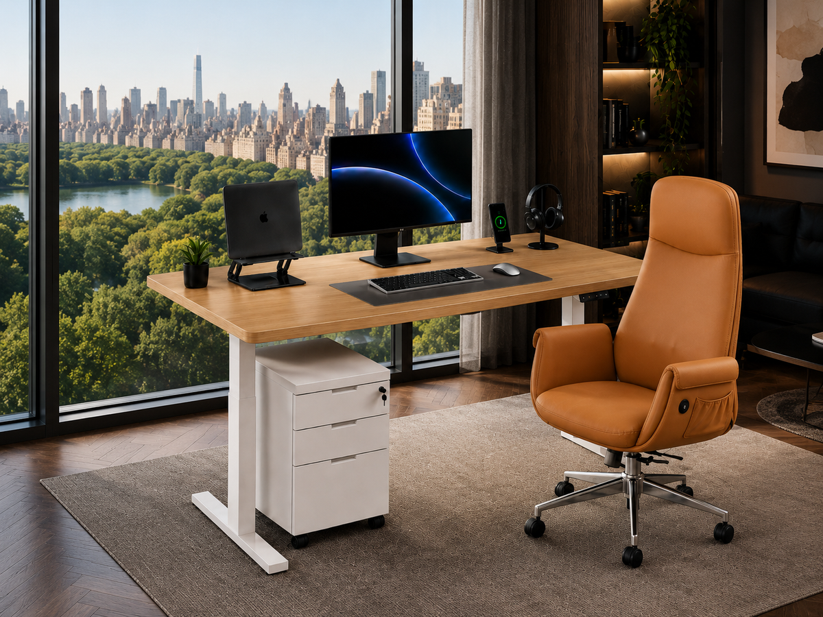 Pack Setup Pro: Standing Desk + Silla Ergonómica + Cajonera