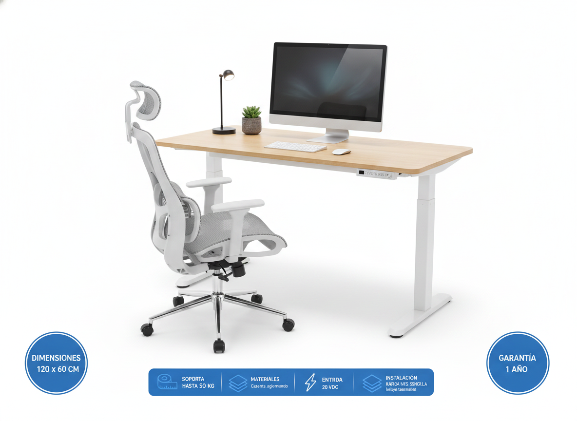 Smart Pack: Standing Desk Smart + Silla Ergonómica + Vaso