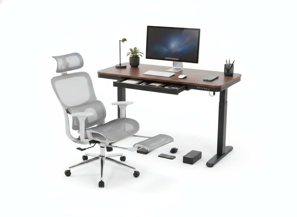 Smart Pack: Standing Desk Smart + Silla Ergonómica + Vaso