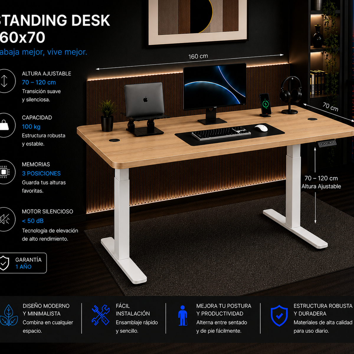 Standing Desk 1.60 x 70 cm