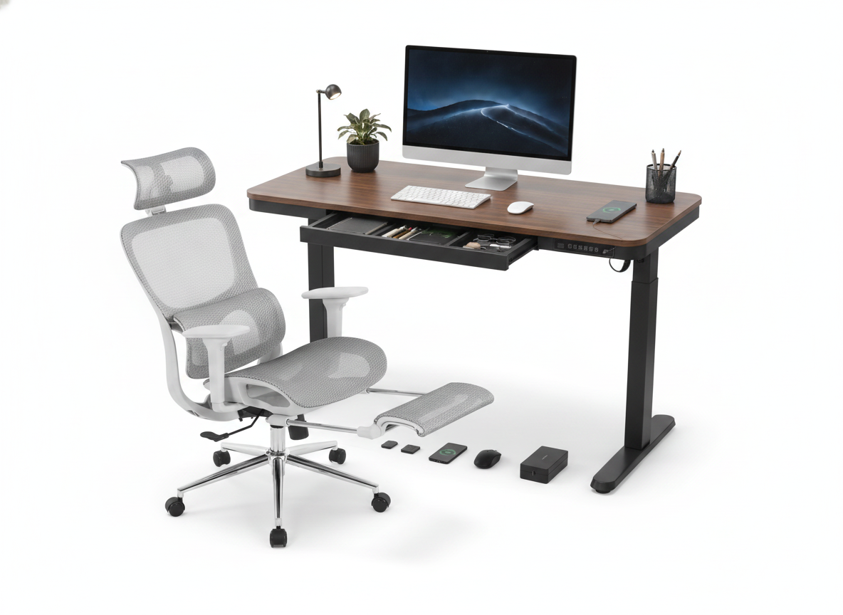Smart Pack: Standing Desk Smart + Silla Ergonómica + Vaso