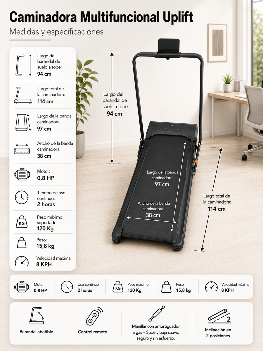 Caminadora multifuncional UPLIFT / Ideal para usar con tu Standing Desk