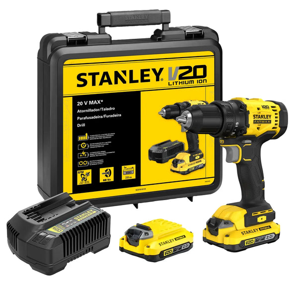 STANLEY — Kit Taladro Atornillador V20 + Puntas Torx