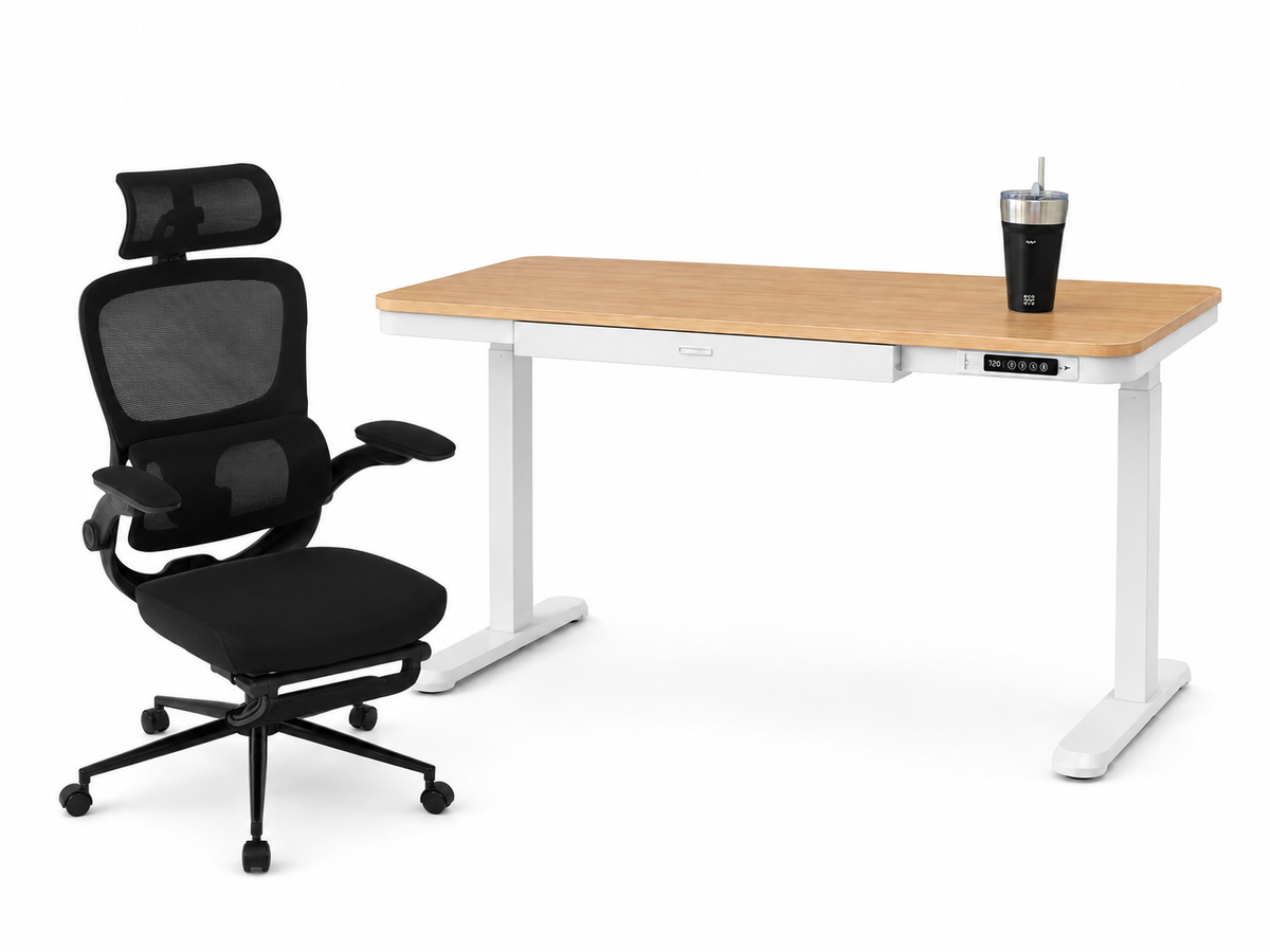 Smart Pack: Standing Desk Smart + Silla Ergonómica + Vaso
