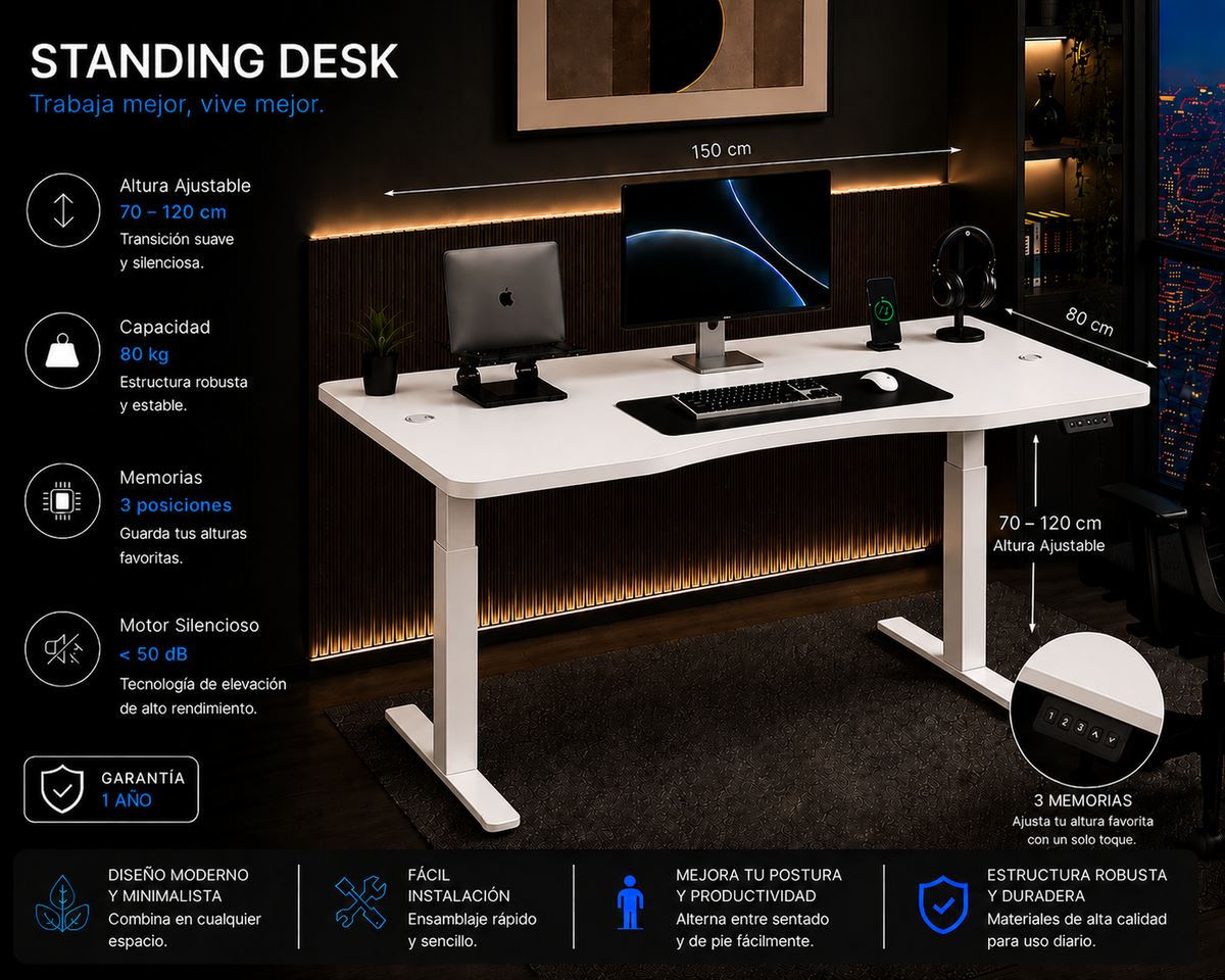 Standing Curved Desk 1.50 x 80 cm