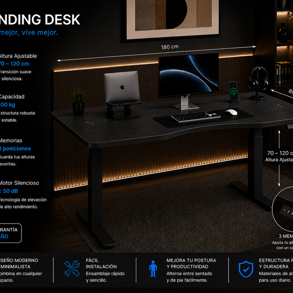 Standing Curved Desk 1.80 x 80 cm