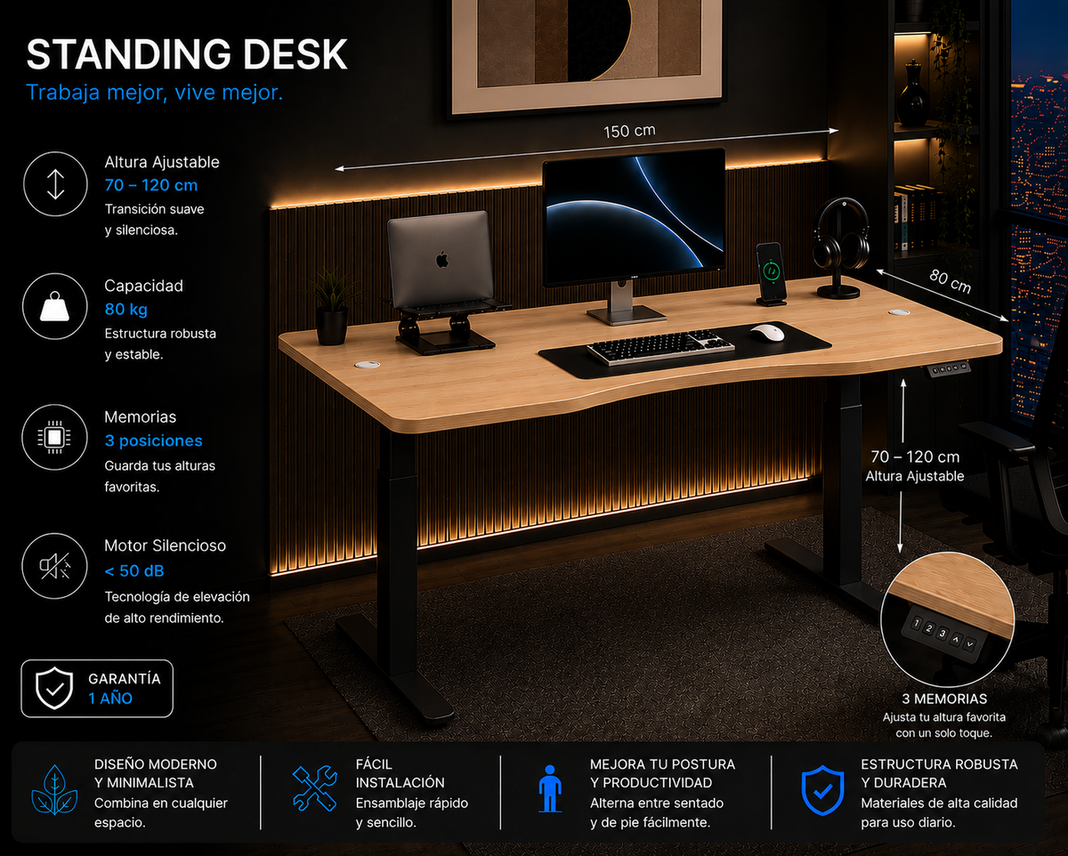 Standing Curved Desk 1.50 x 80 cm