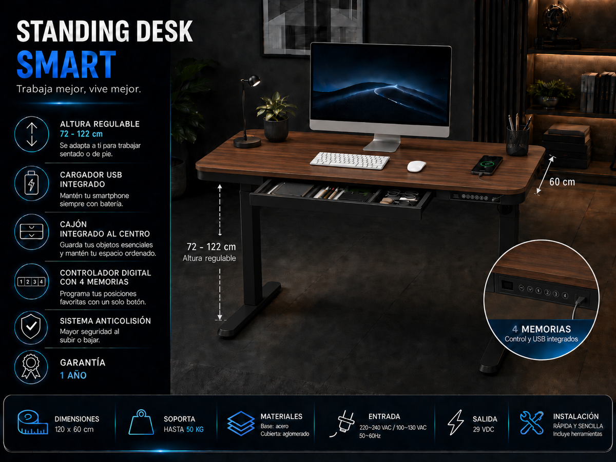 Standing Desk Smart 120 x 60 cm