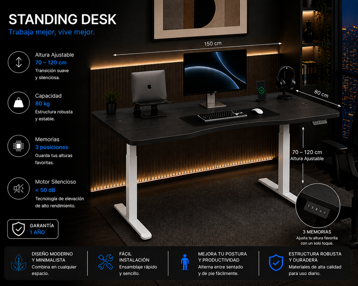 Standing Curved Desk 1.50 x 80 cm
