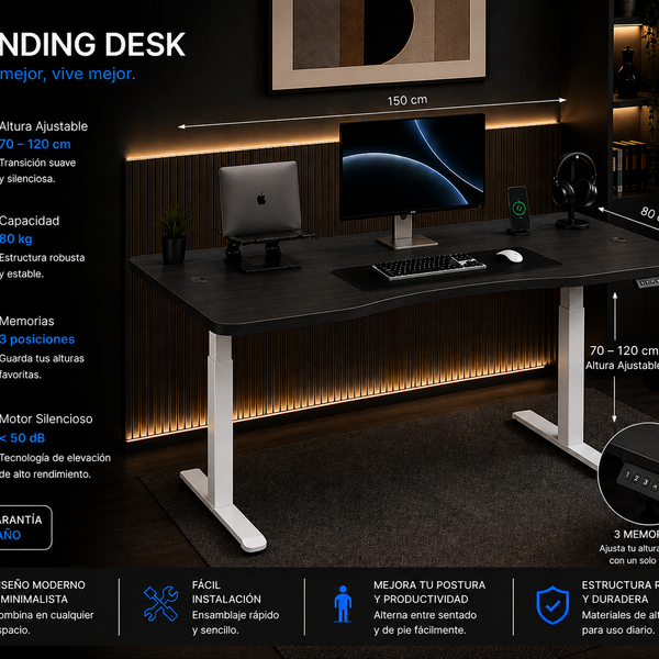 Standing Curved Desk 1.50 x 80 cm