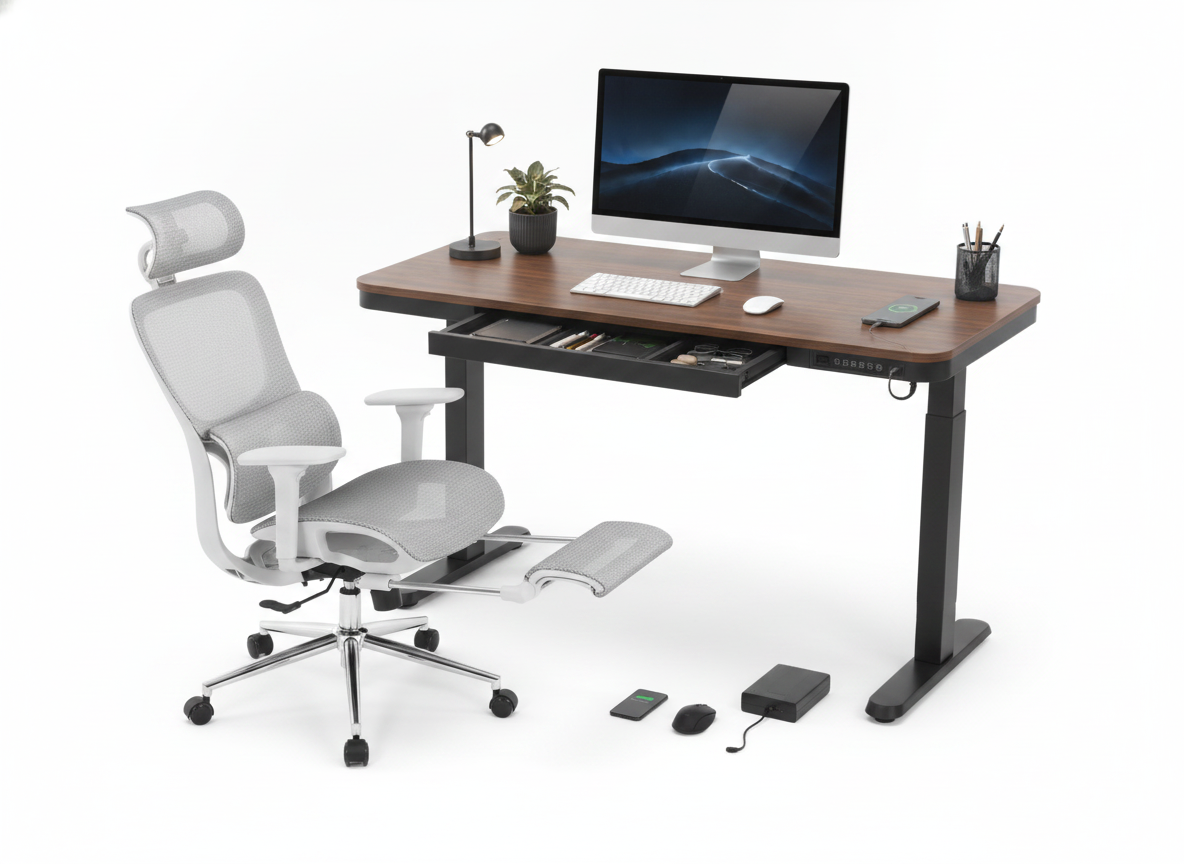 Smart Pack: Standing Desk Smart + Silla Ergonómica + Vaso