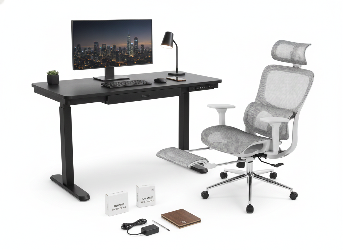 Smart Pack: Standing Desk Smart + Silla Ergonómica + Vaso